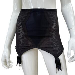 Vintage 1950’s/60’s Black Lace Girdle & Garters, Medium